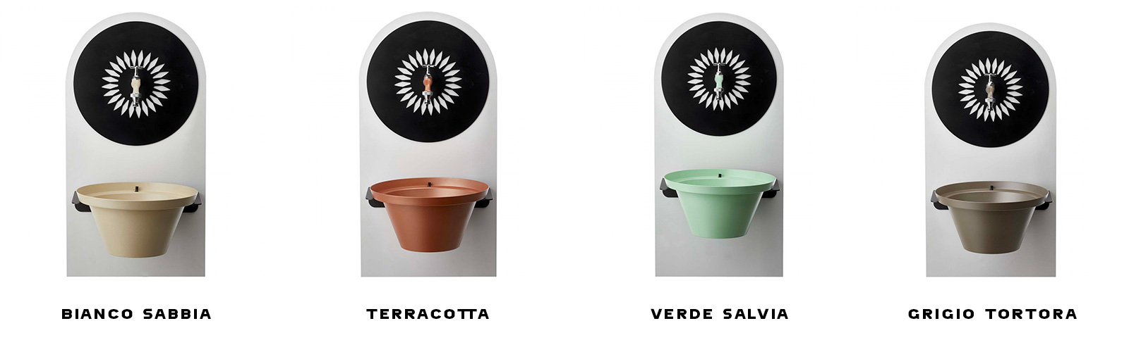 4 varianti di colori per aquapoint wall fountain Daisy