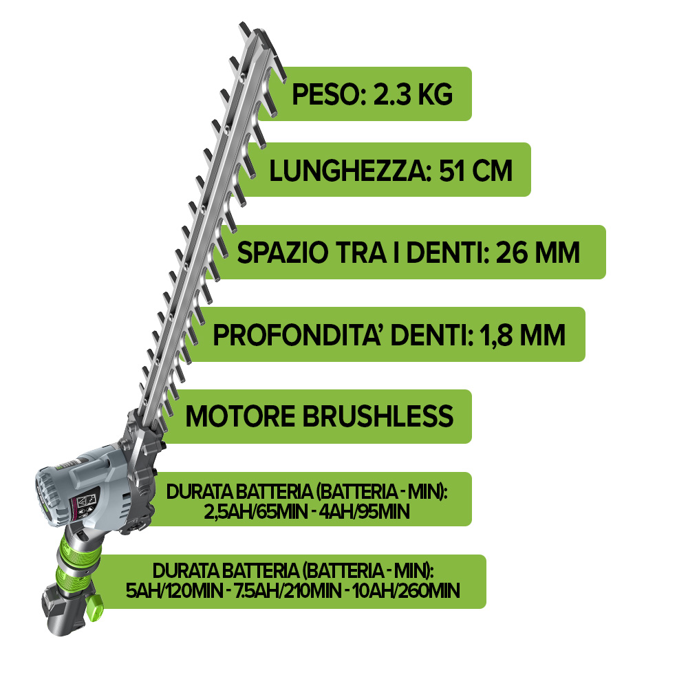 caratteristiche accessorio tagliasiepi ptx5100 per multitool professionale a batteria ppx1000 egopower