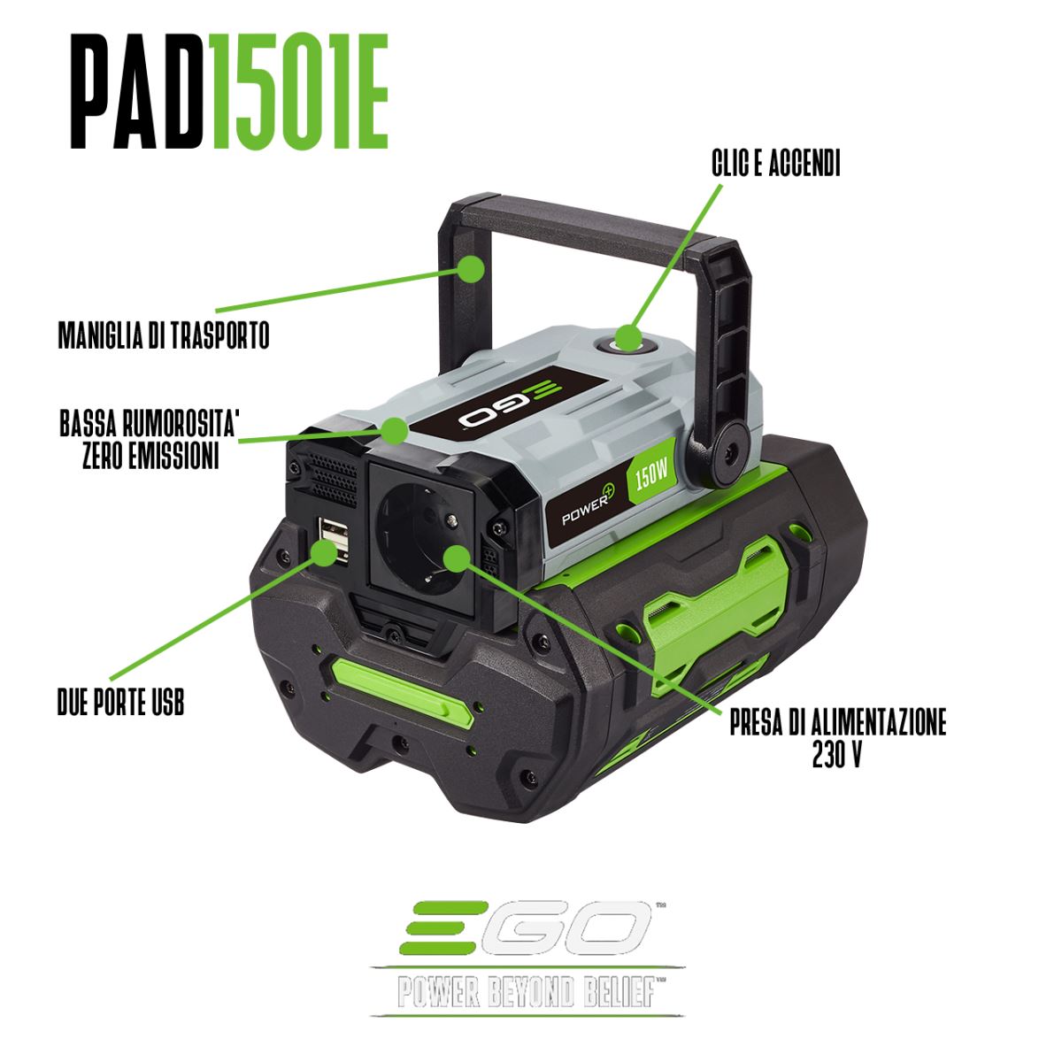 inverter per batterie litio ego power PAD1501E