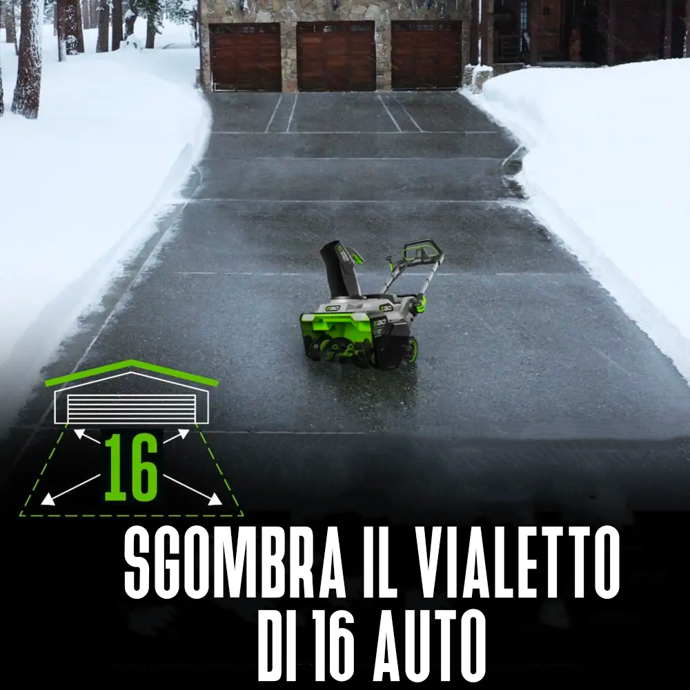 sgombra da neve un vialetto di 16 auto con spessore 20cm