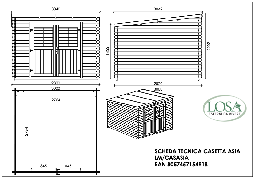 dimensioni caetta da giardino losa asia