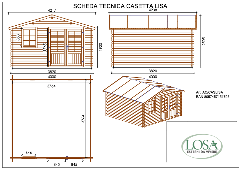 dimensioni casetta da giardino losa lisa