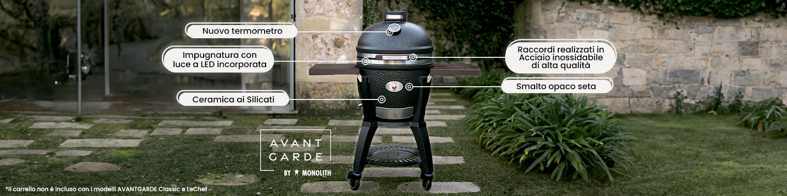 caratteristiche barbecue monolith kamado avantgarde