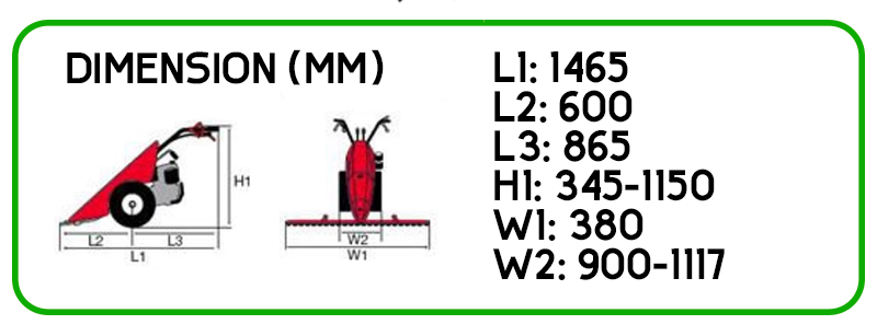 dimensioni motocoltivatore nibbi brik 1s in versione falciatrice