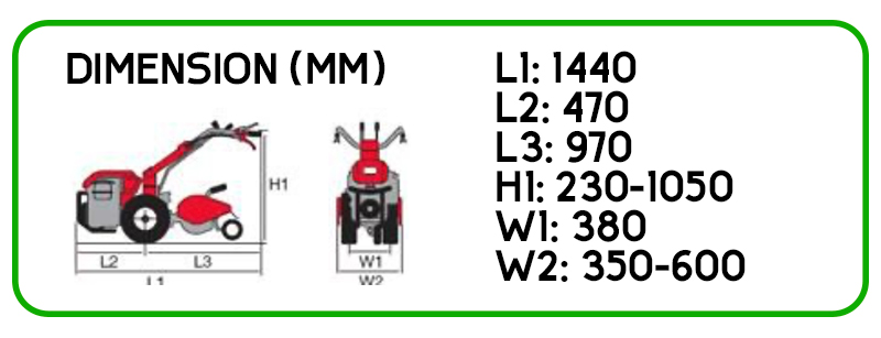 dimensioni motoltivatore nibbi brik 1s