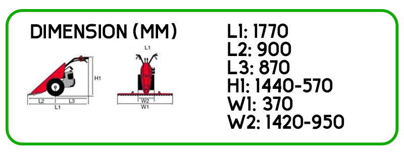dimensioni motocoltivatore nibbi kam 13s in versione falciatrice