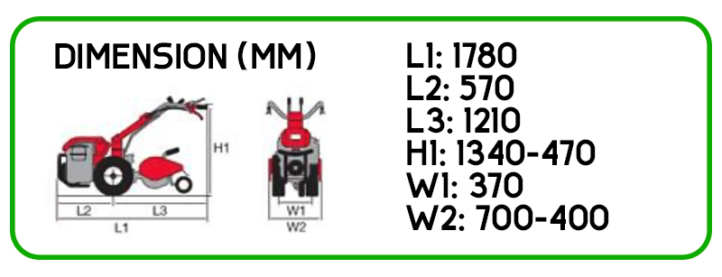 dimensioni motoltivatore nibbi kam 7s