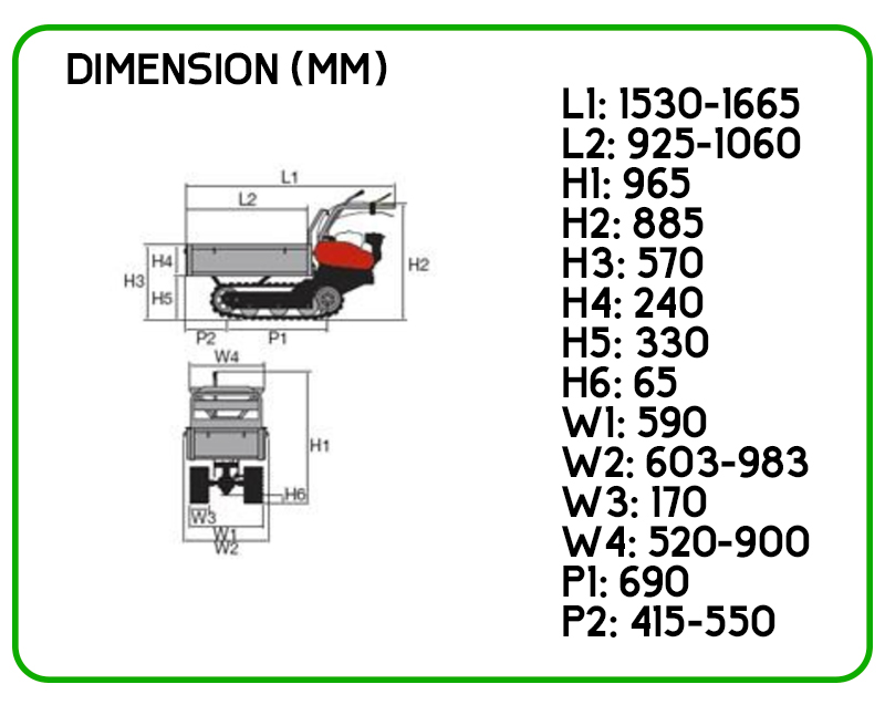 dimensioni motocarriola nibbi ntr340