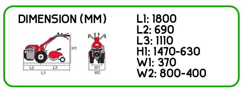 dimensioni motoltivatore nibbi kam 13s