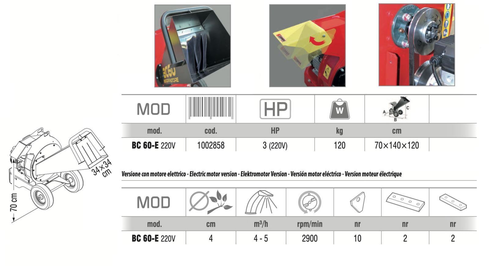 caratteristiche biotrituratore elettrico bc60e zanon