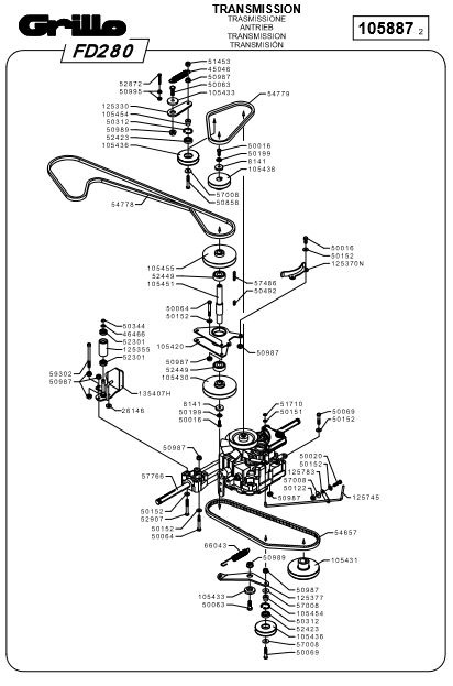 Cinghia Trasmissione?per Modelli Innesto Lame Manuale GRILLO FD-280, FD-220