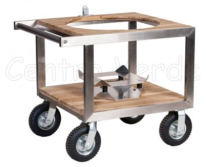 Carrello Con Ruote "buggy" In Legno E Acciaio Per Barbecue Classic Monolith