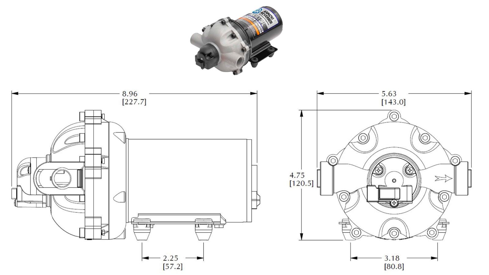 dimensioni Elettropompa Annovi Reverberi Ar 15.1 Dfl  da 4 Bar