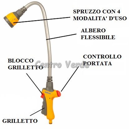 Lancia "Flexi Spray" Hozelock con 4 Modalit? d' Uso Differenti