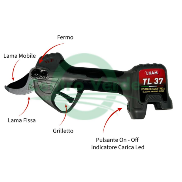 Kit Combo Lisam Forbici T37 + Seghetto SGMini  + 2 Batterie e Caricabaterrie - immagine 3