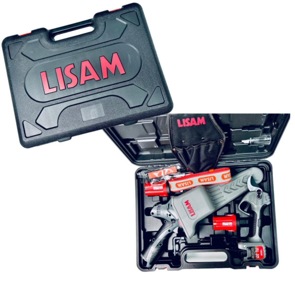 Kit Combo Lisam Forbici T37 + Seghetto SGMini  + 2 Batterie e Caricabaterrie